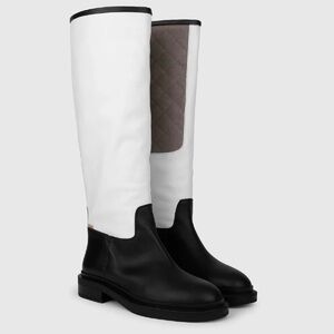 Dato Black-White-Mink Leather Women's High Boot.  New without tag.